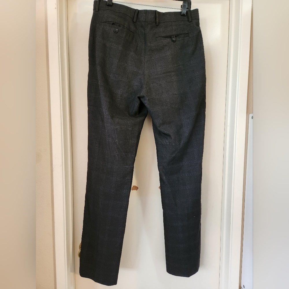 Banana Republic Factory Men's Tailored Fit Dress Pants 33/34 Dark Gray Plaid - Picture 13 of 15